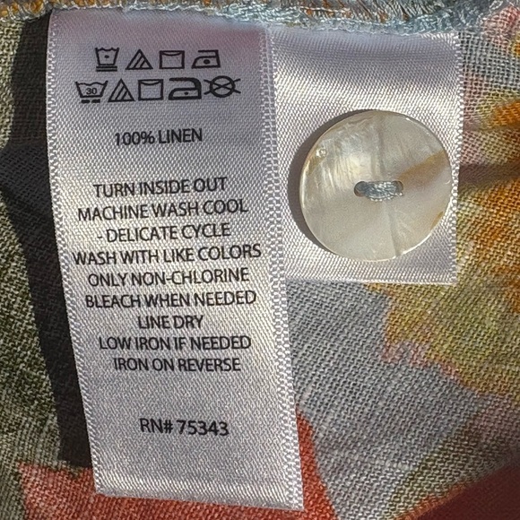 Joie 100% Linen Floral V-Neck Oversized Tunic Blouse - Picture 6 of 7